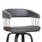 Armen Living Topanga 26" Swivel Black Wood Counter Stool in Gray Faux Leather with Golden Bronze Metal LCTOBABLKGRY26 - alternate 9